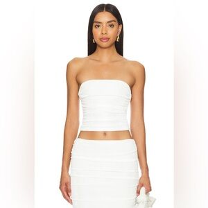 New NWT SER.O.YA Penny Strapless Top in White
Revolve ruched crop